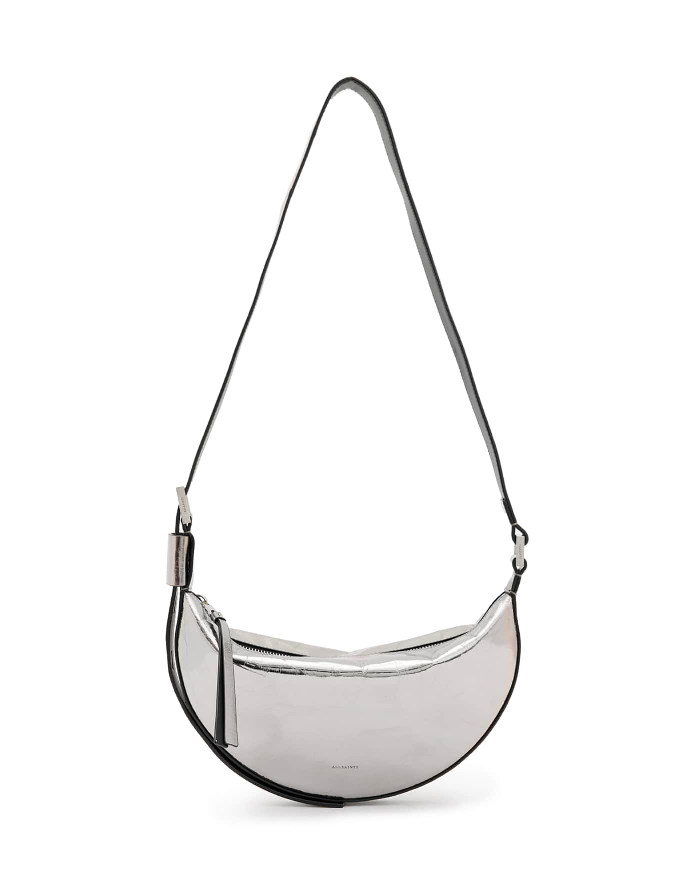 Allsaints Half Moon crossbody bag in gunmetal grey