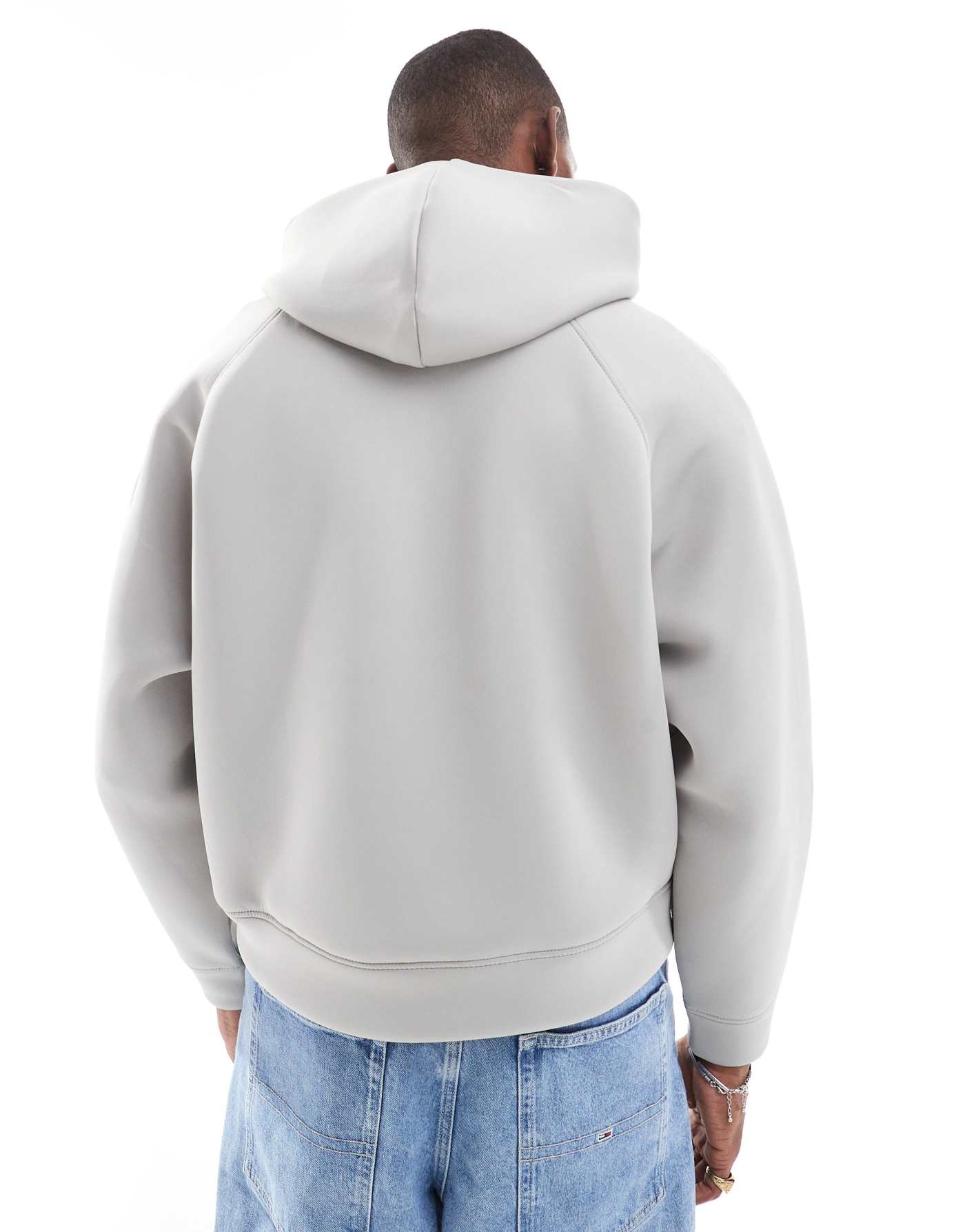 Bershka boxy fit premium hoodie in grey