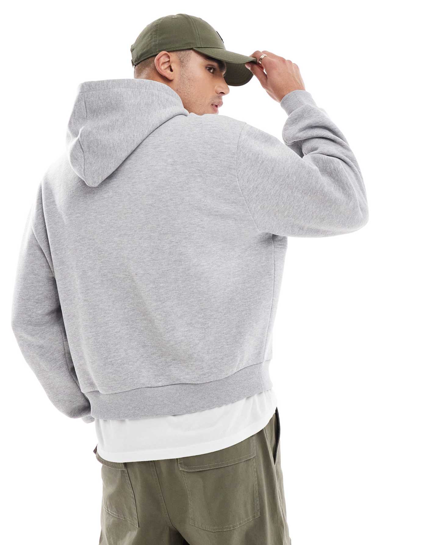 ASOS DESIGN oversized hoodie with print in grey marl