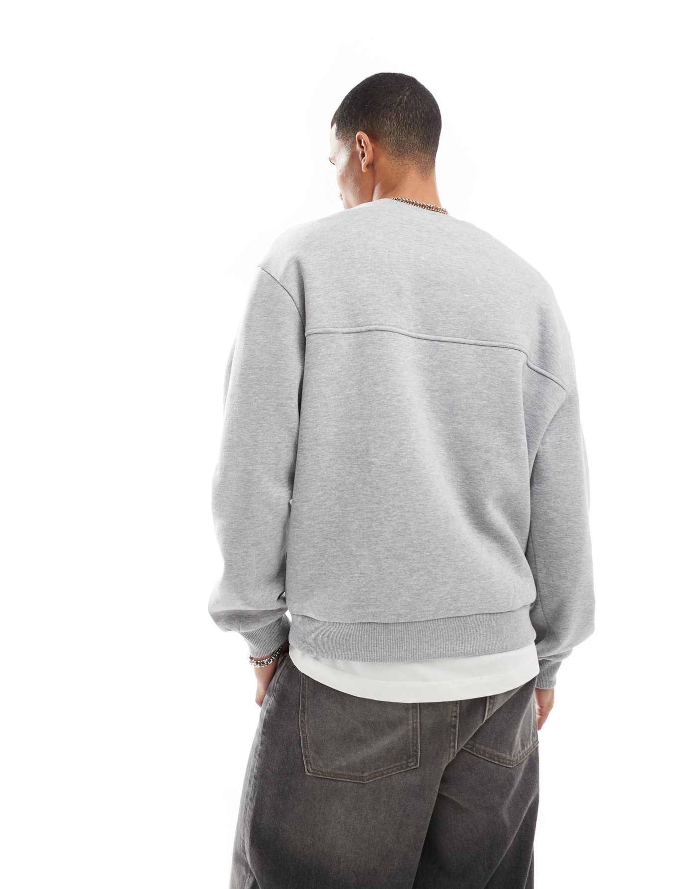 ASOS DESIGN oversized sweatshirt with chest print grey marl