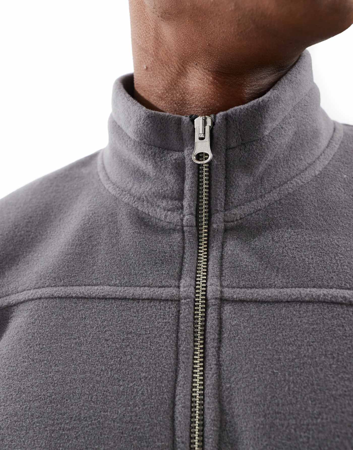 ASOS DESIGN oversized boxy fleece track sweatshirt in grey