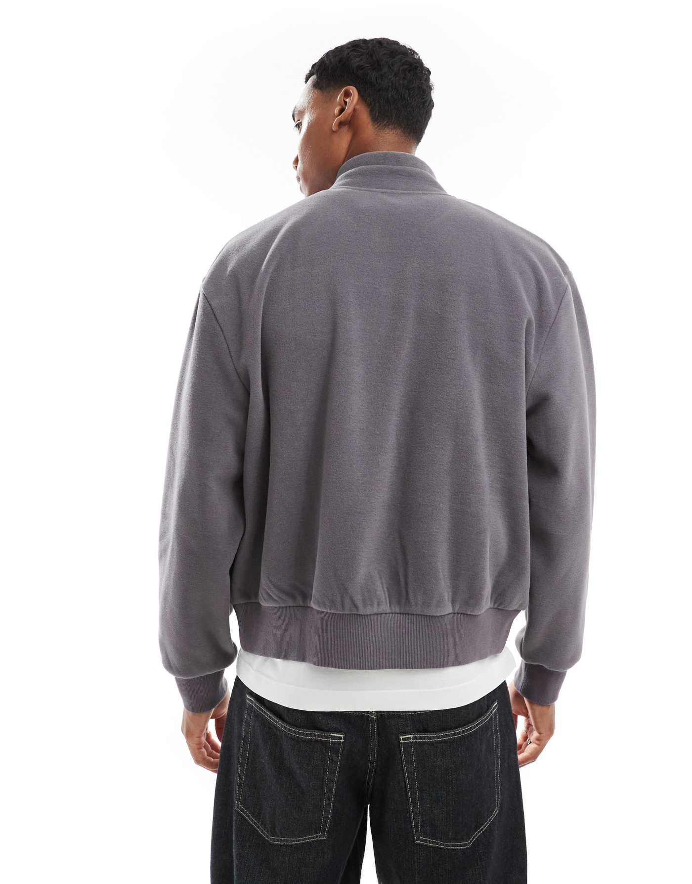 ASOS DESIGN oversized boxy fleece track sweatshirt in grey