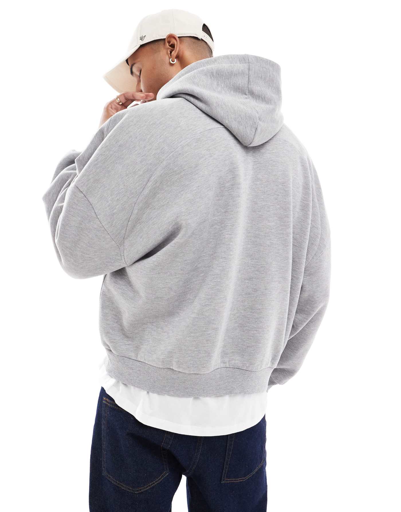 ASOS DESIGN extreme oversized hoodie with seam detail in grey marl