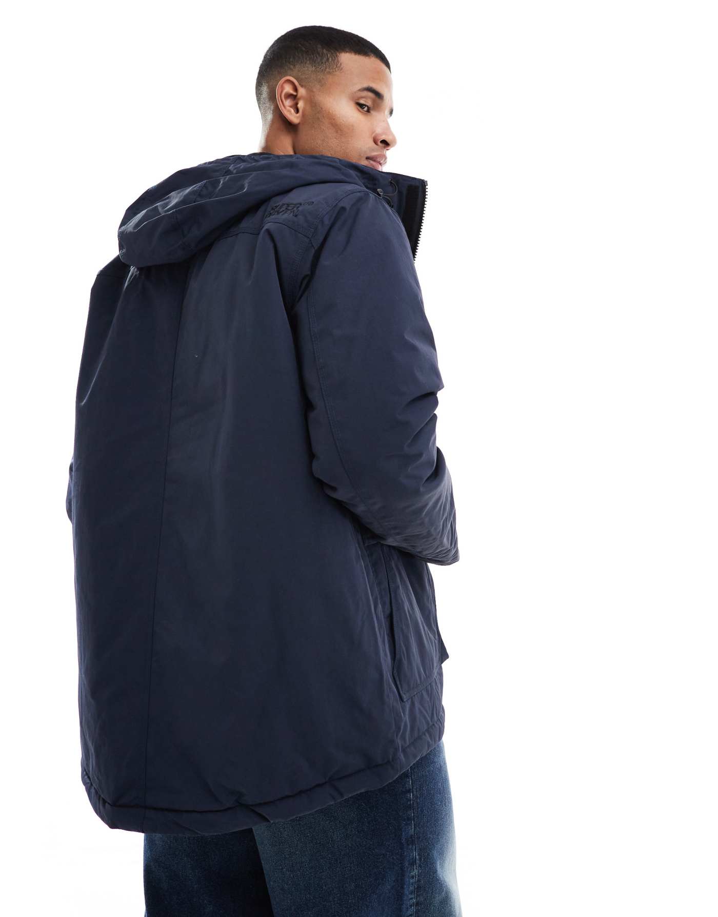 Superdry Surplus hooded parka in nordic chrome navy