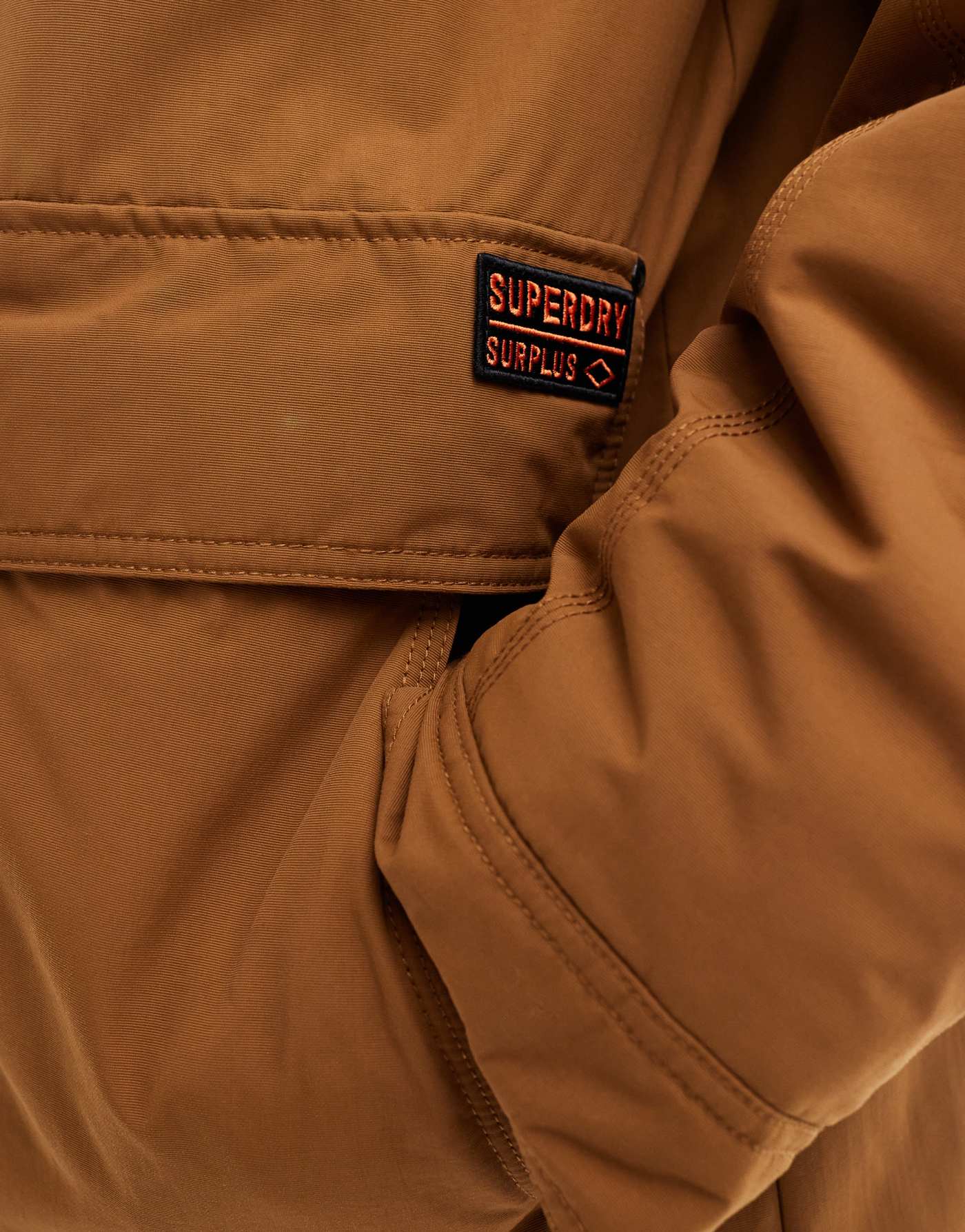 Superdry Surplus hooded parka in dark tobacco brown