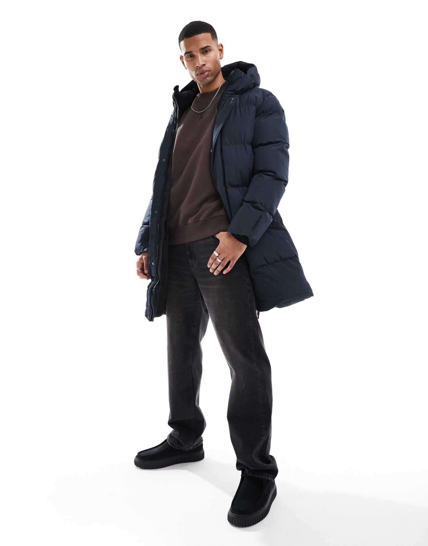 Superdry Hooded sports puffer jacket in eclipse navy