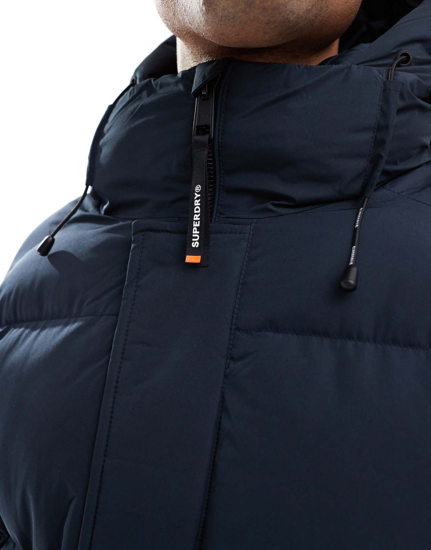 Superdry Hooded sports puffer jacket in eclipse navy