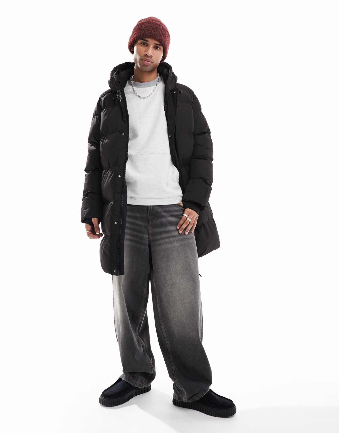 Superdry Hooded sports puffer jacket in black