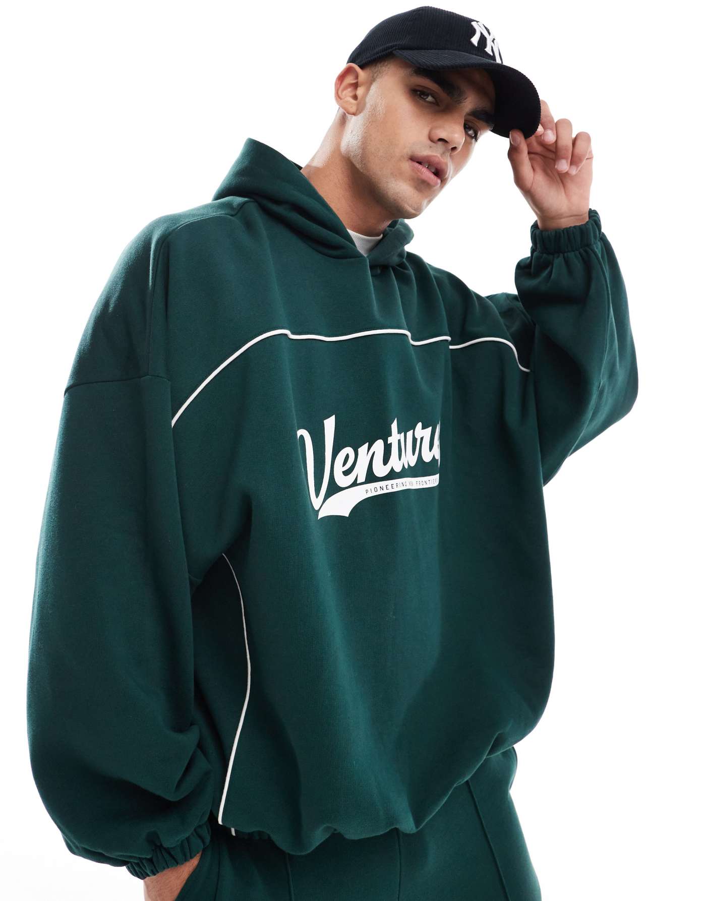 ASOS DESIGN co-ord extreme oversized hoodie with piping detail in green