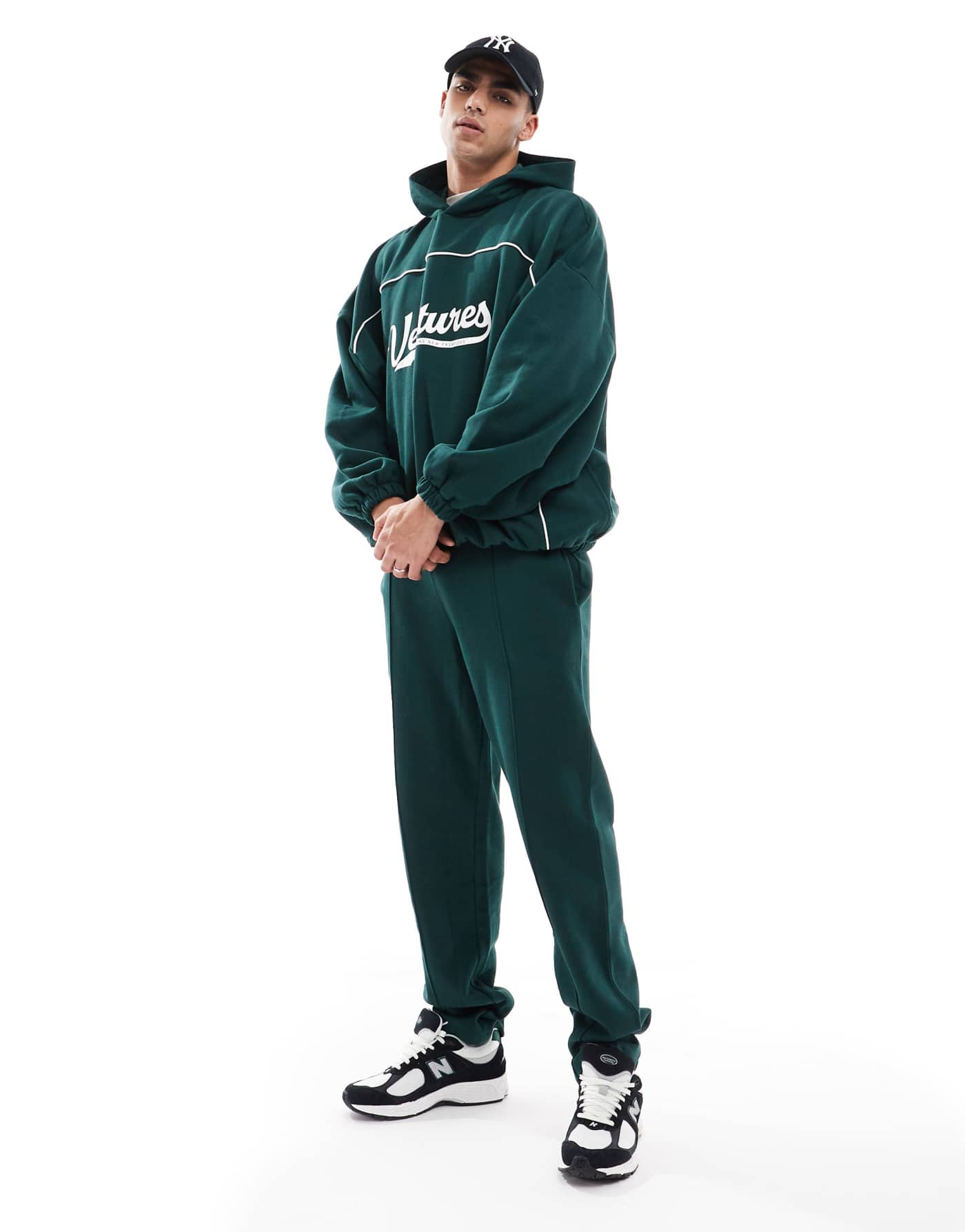 ASOS DESIGN co-ord extreme oversized hoodie with piping detail in green