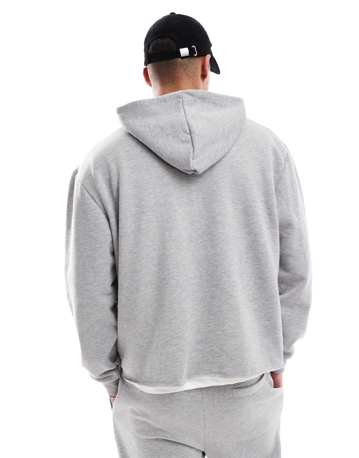 ASOS DESIGN co-ord oversized boxy hoodie with raw hem in grey marl