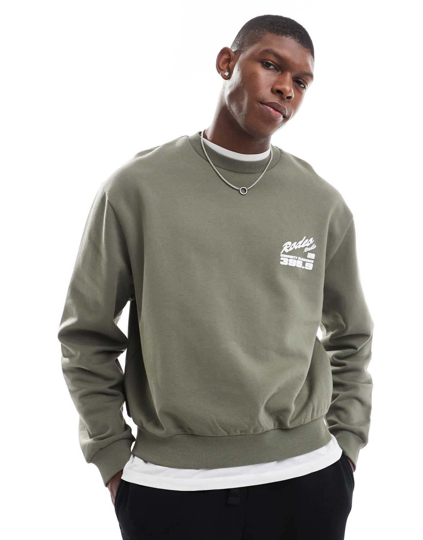 ASOS DESIGN oversized sweatshirt with print in khaki