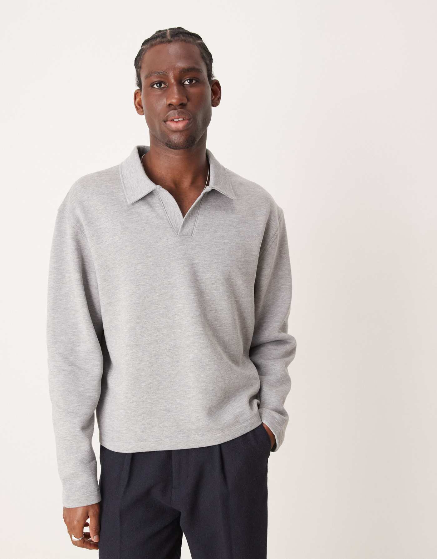 ASOS DESIGN dropped shoulder sweatshirt in grey marl