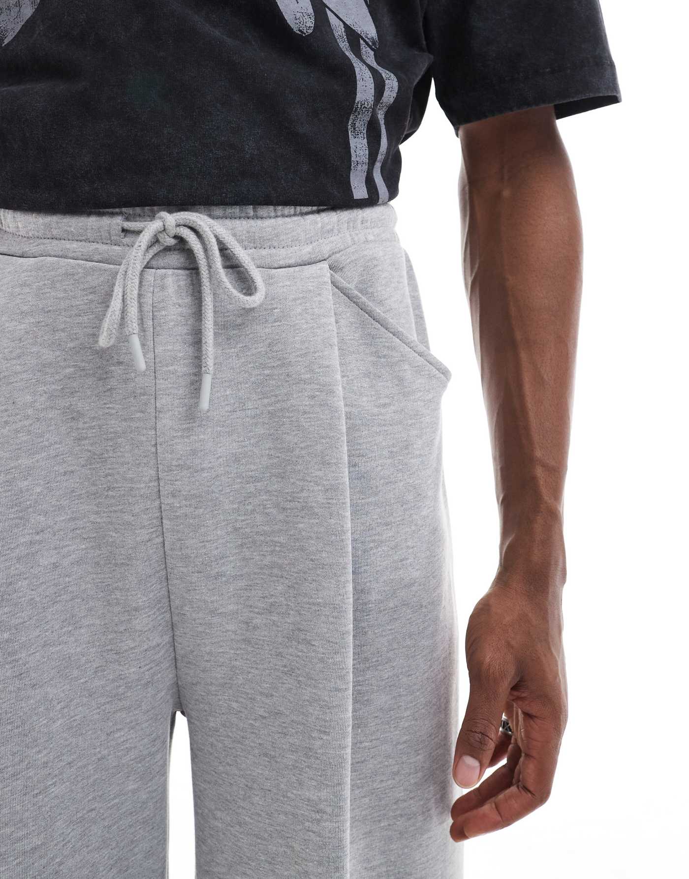 ASOS DESIGN super wide jogger with pleat in grey marl