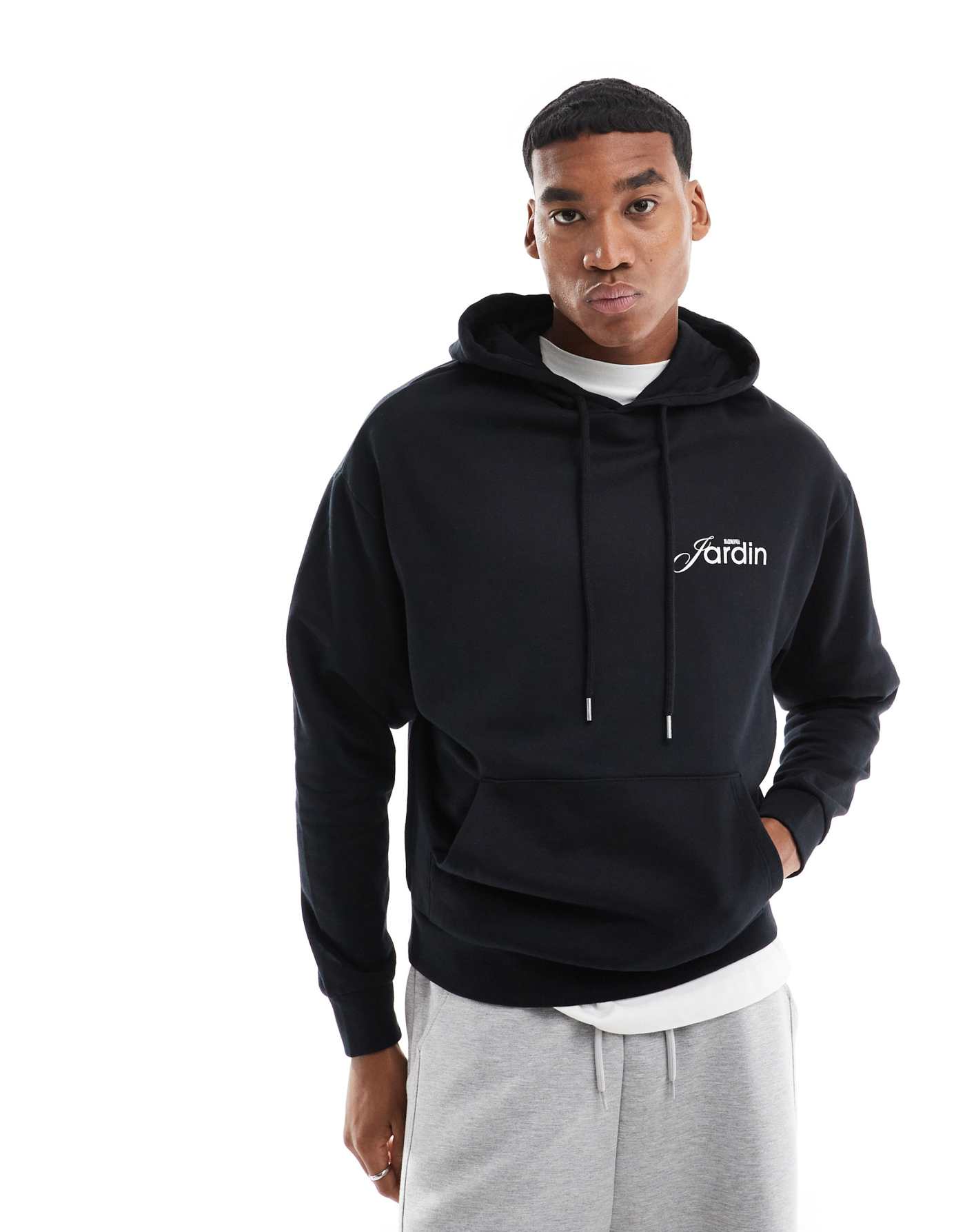 ASOS DESIGN oversized hoodie with print in black