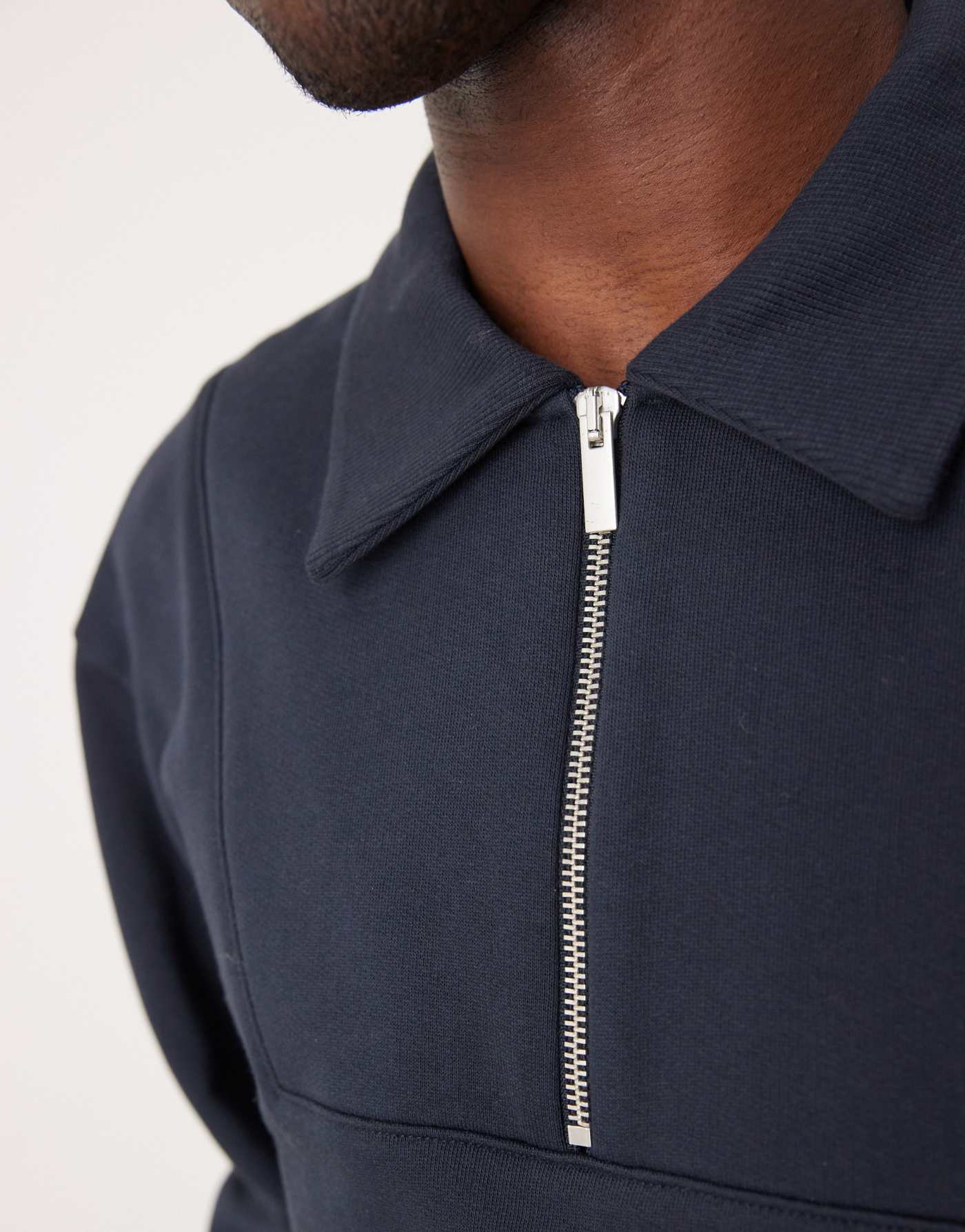 ASOS DESIGN oversized half zip sweatshirt with ribbed collar in navy