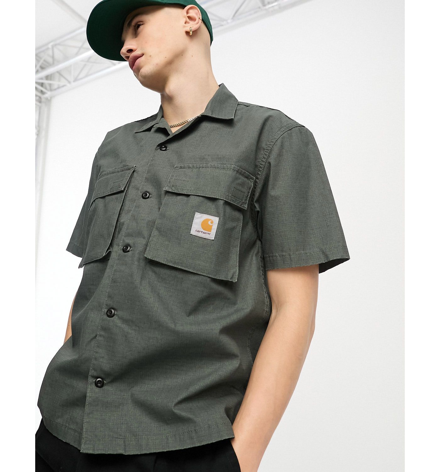 Carhartt WIP wynton short sleeve shirt in green