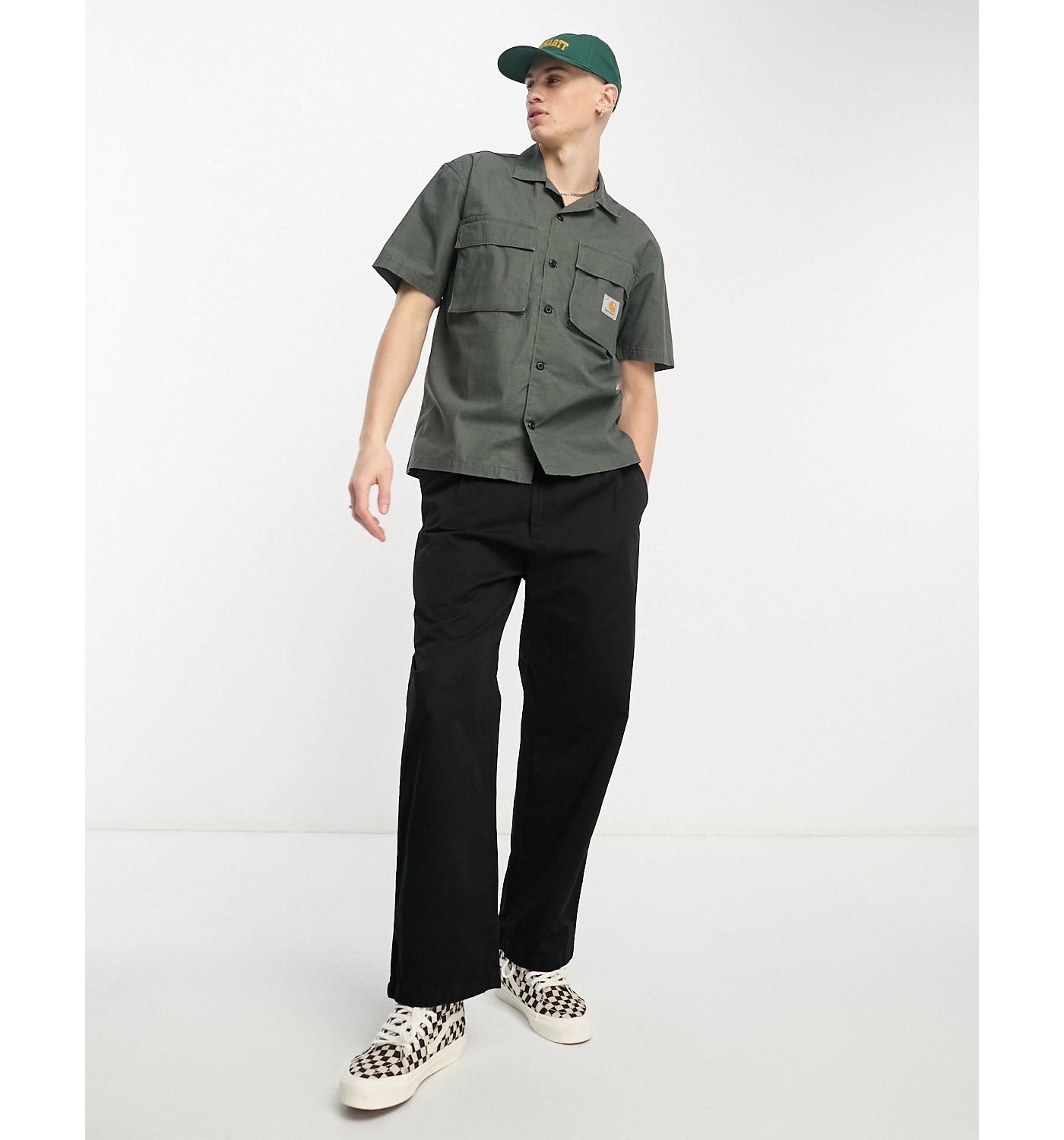 Carhartt WIP wynton short sleeve shirt in green