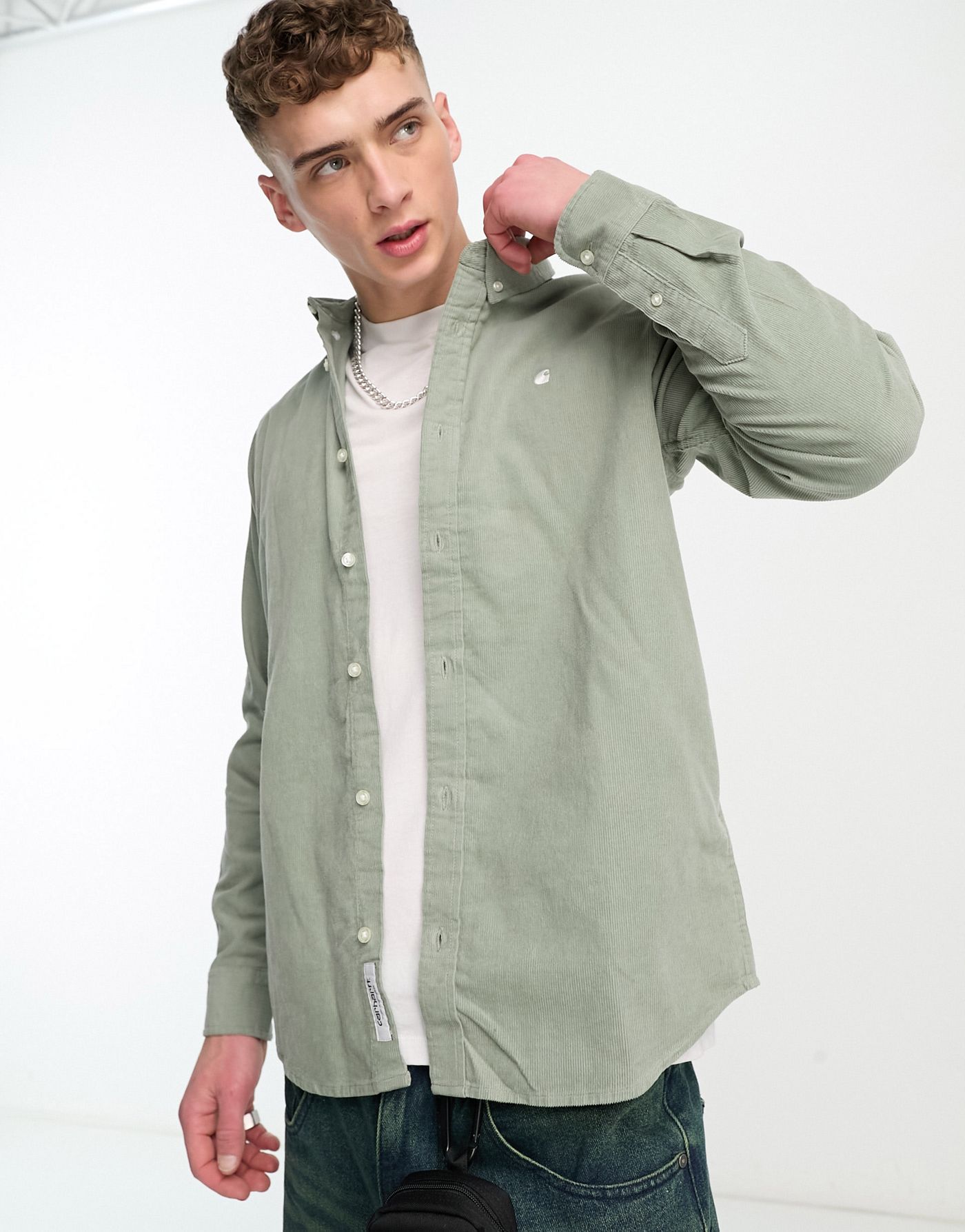 Carhartt WIP madison corduroy shirt in green