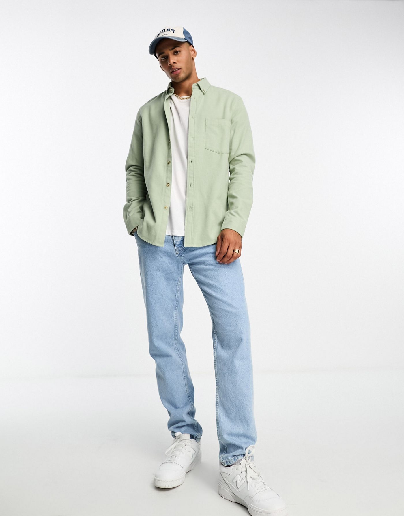 ASOS DESIGN brushed oxford shirt in mid sage green