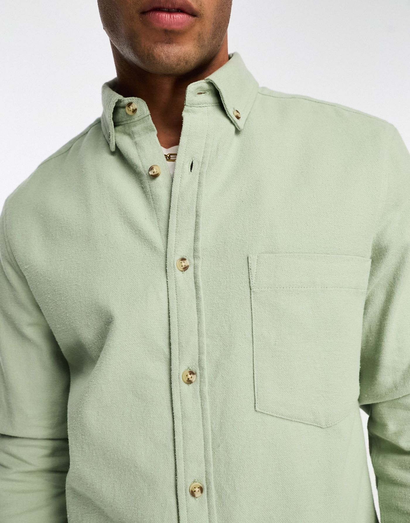 ASOS DESIGN brushed oxford shirt in mid sage green