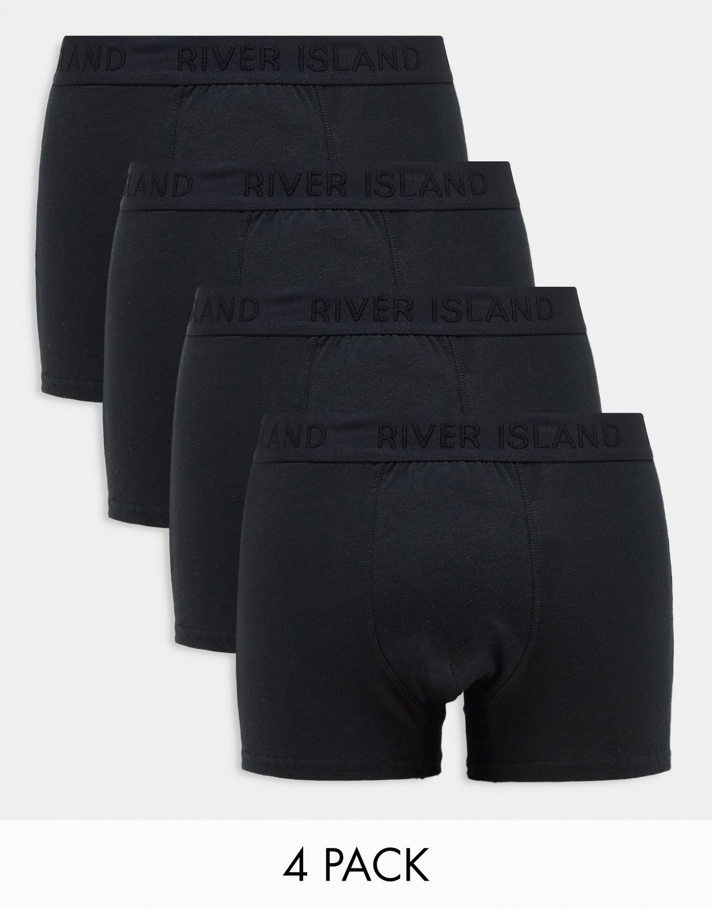 River Island 4 pack trunks in black