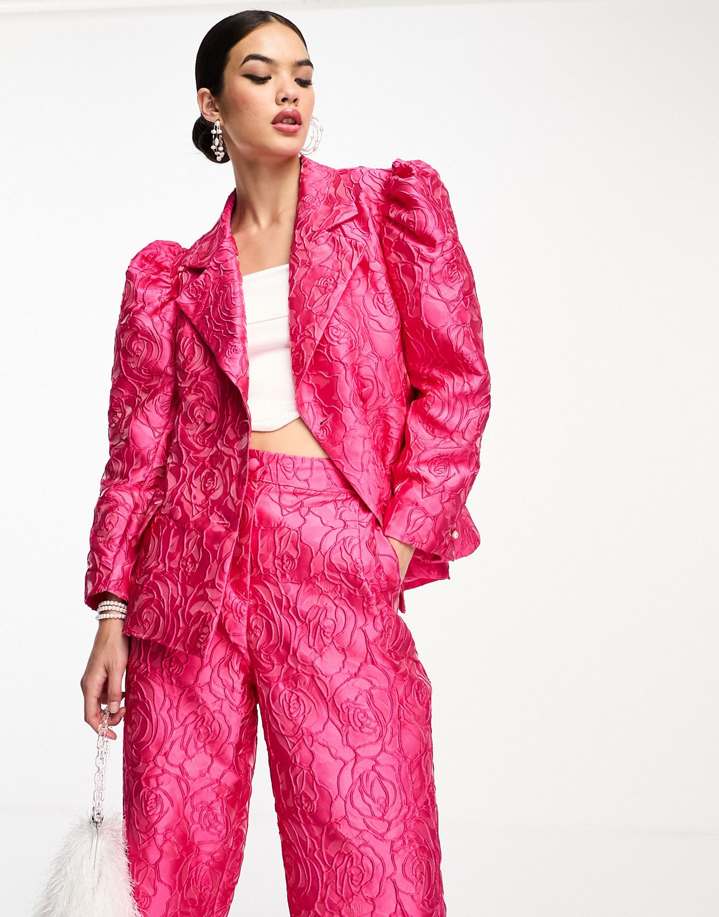 Sister Jane jacquard blazer suit co-ord in pink