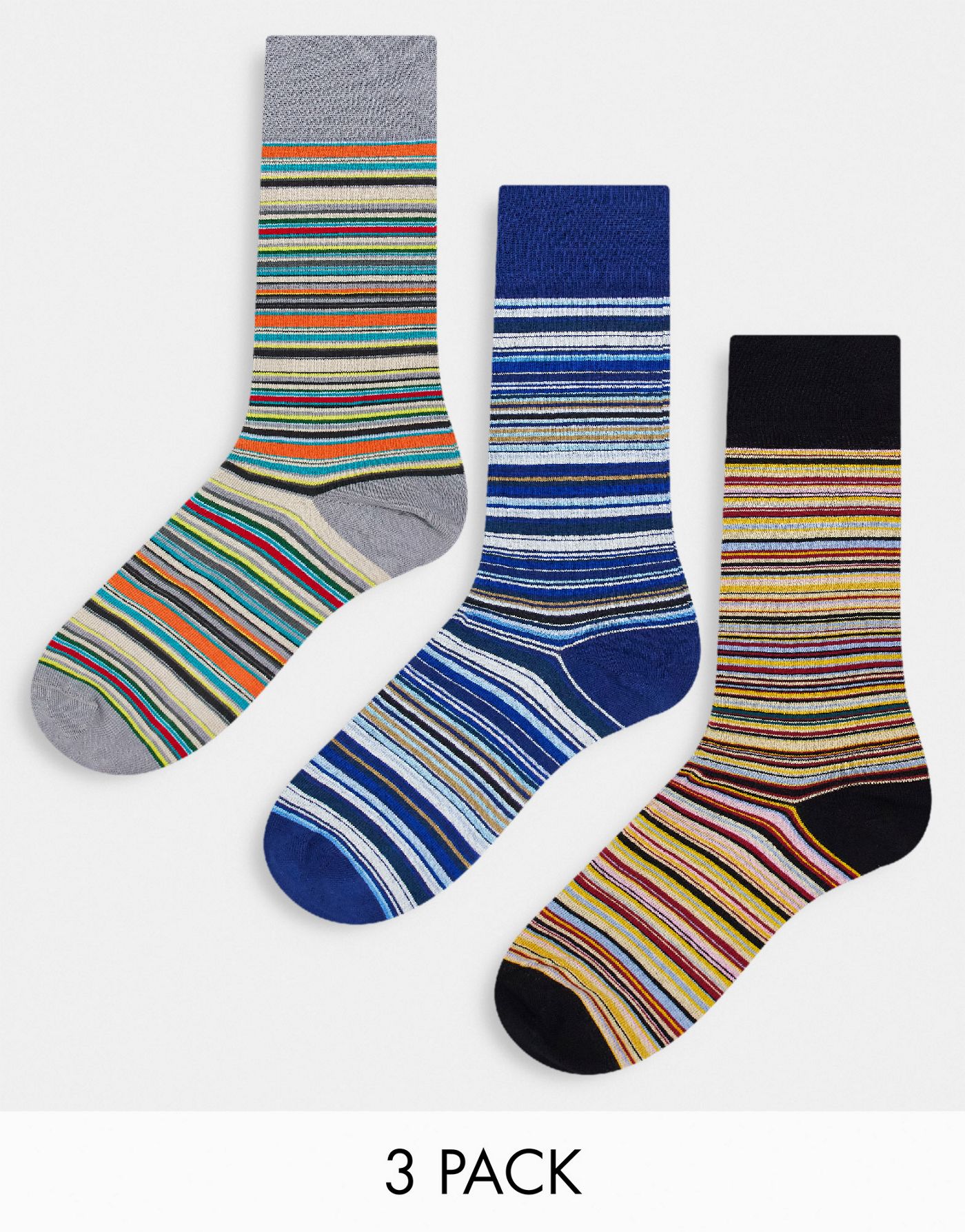 Paul Smith 3 pack socks in mutli stripes