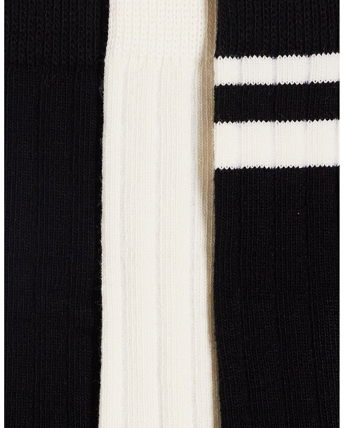 ASOS DESIGN 3 pack ribbed stripe ankle socks in black and ecru