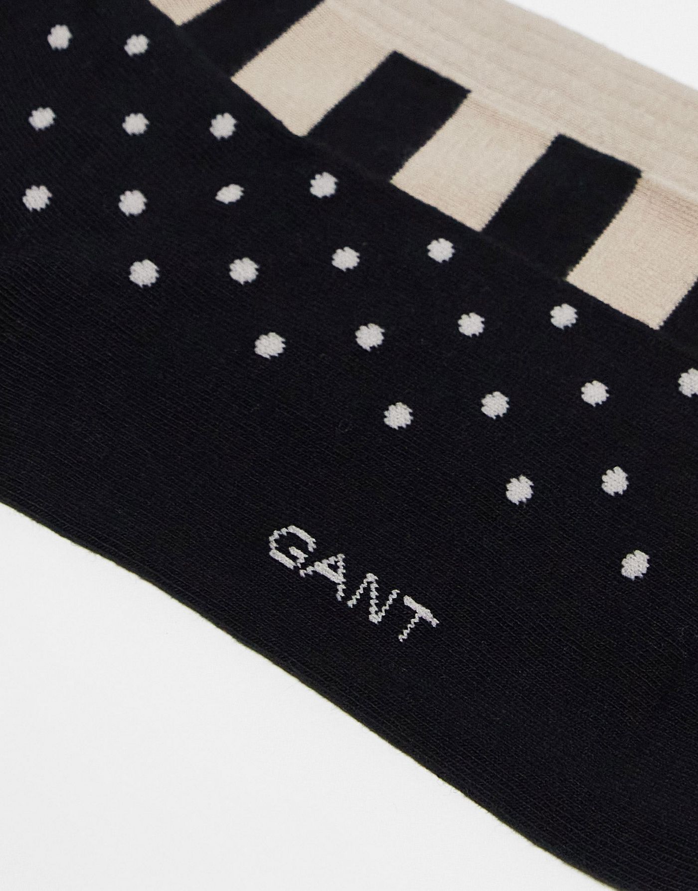 GANT 3 pack socks in cream polka dot and stripe with logo