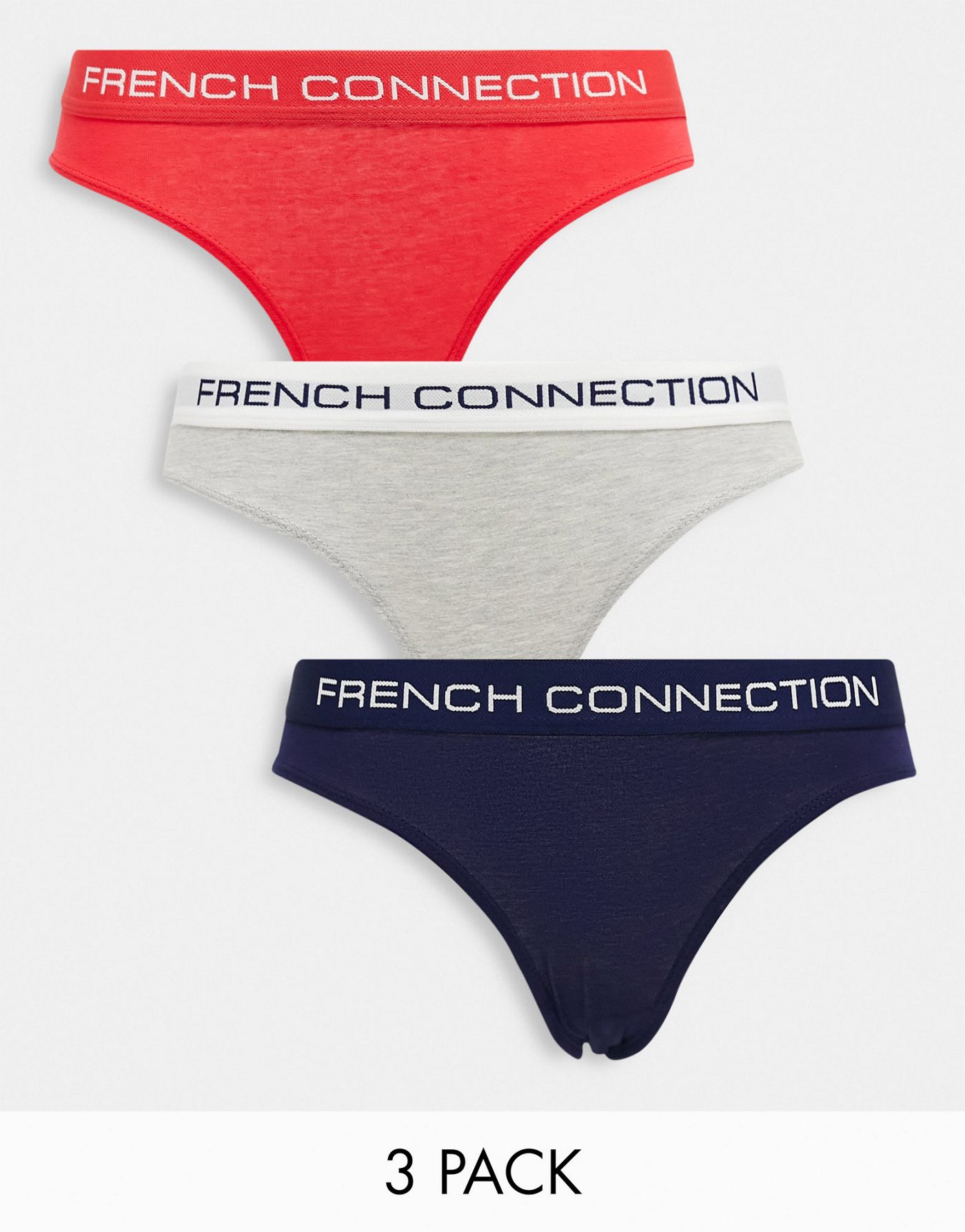 French Connection 3 pack briefs in hibiscus grey and navy
