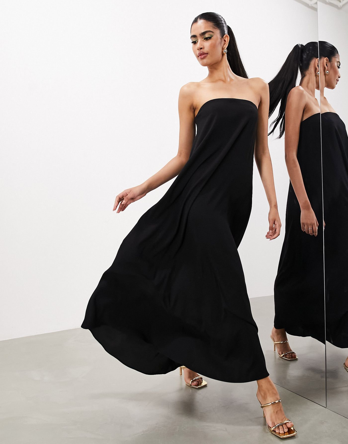 ASOS EDITION clean minimalist bandeau maxi dress in black