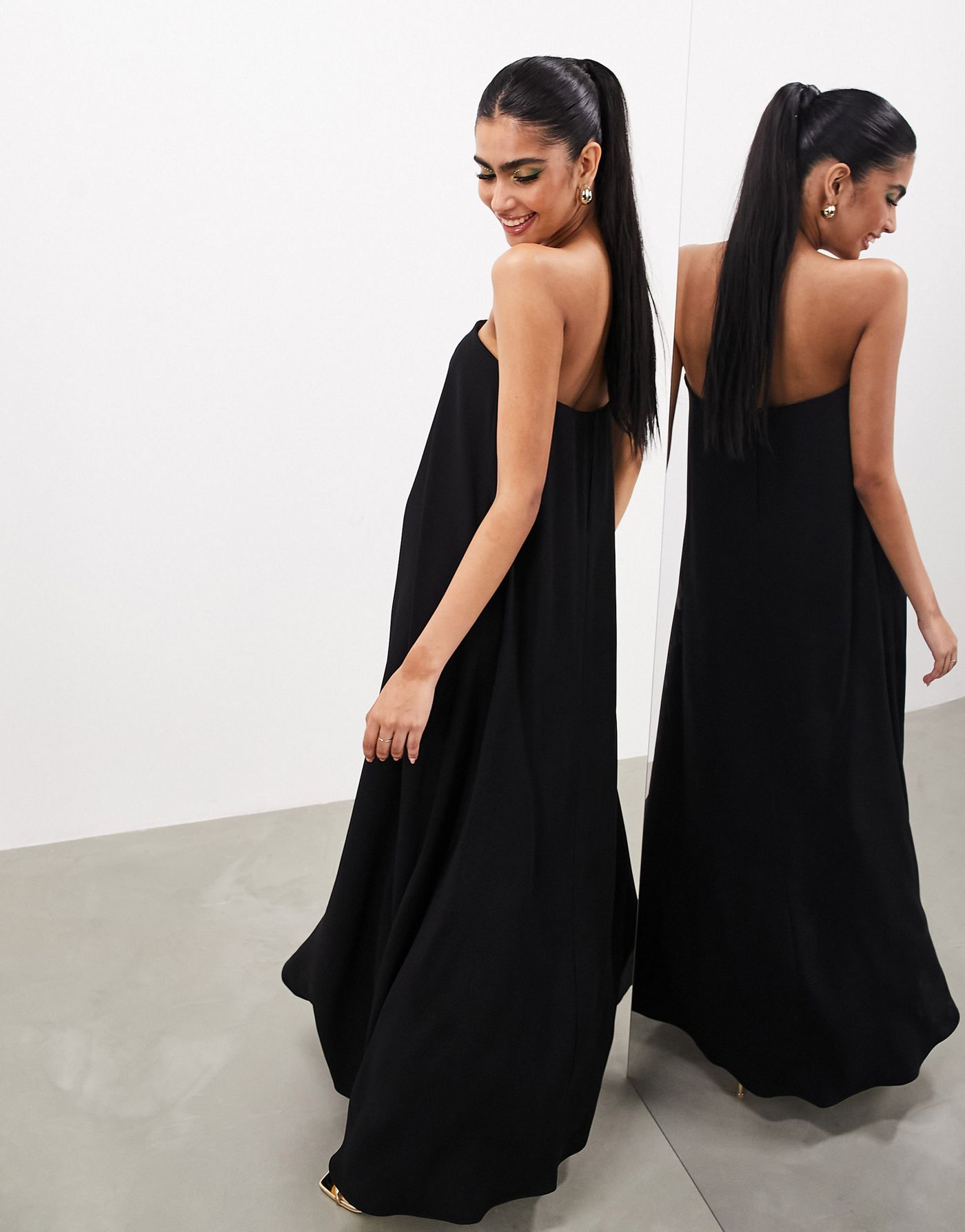 ASOS EDITION clean minimalist bandeau maxi dress in black