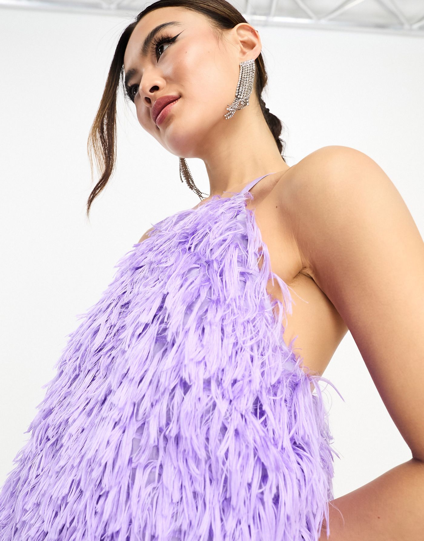 Jaded Rose faux feather mini dress in lilac 