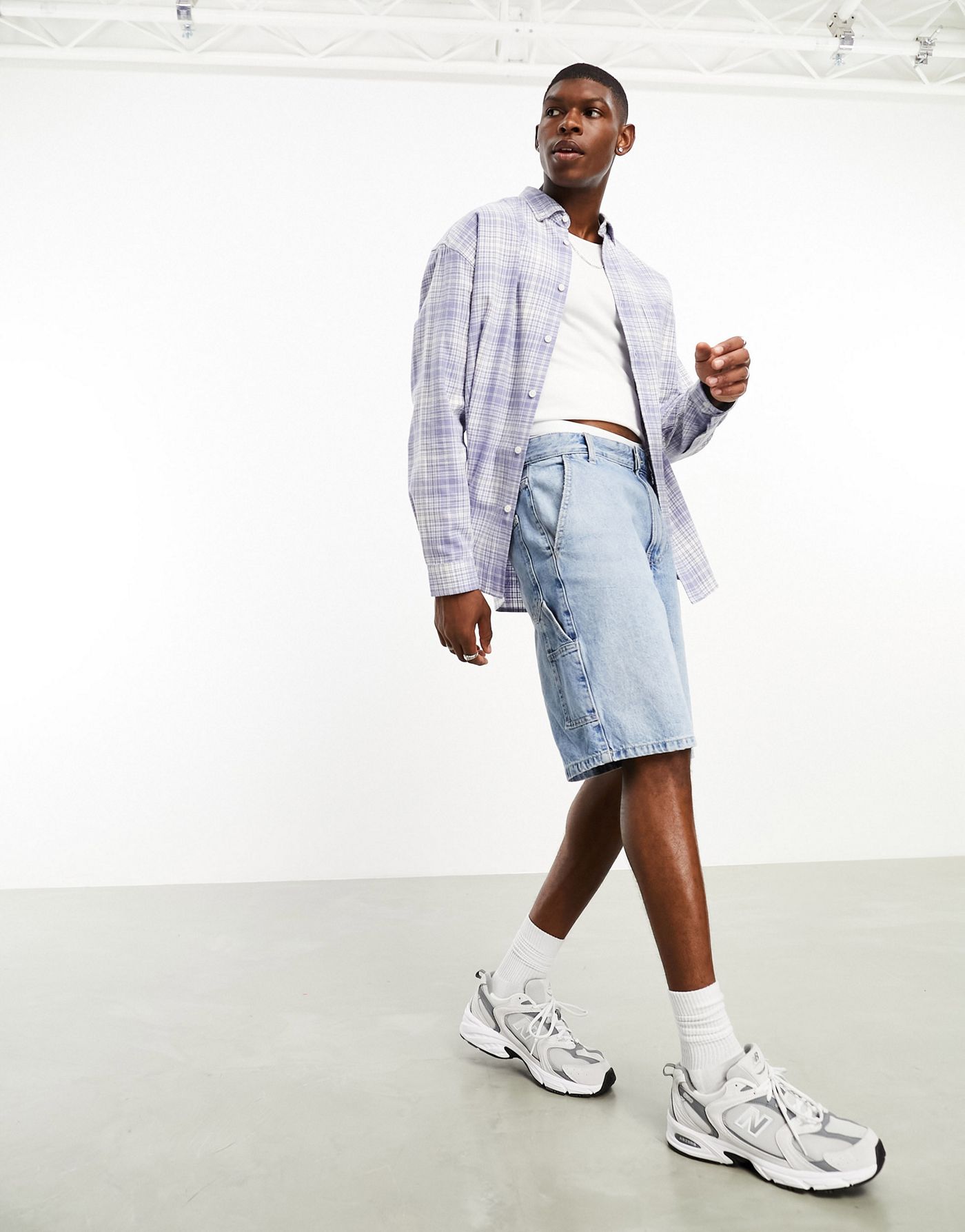 ASOS DESIGN 90s oversized check shirt in blue tartan