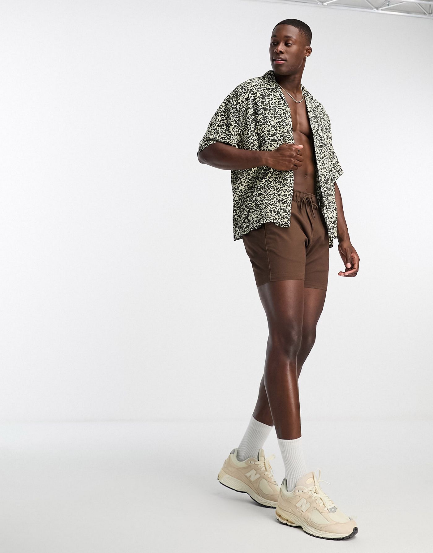 ADPT oversized revere collar short sleeve shirt in animal print 