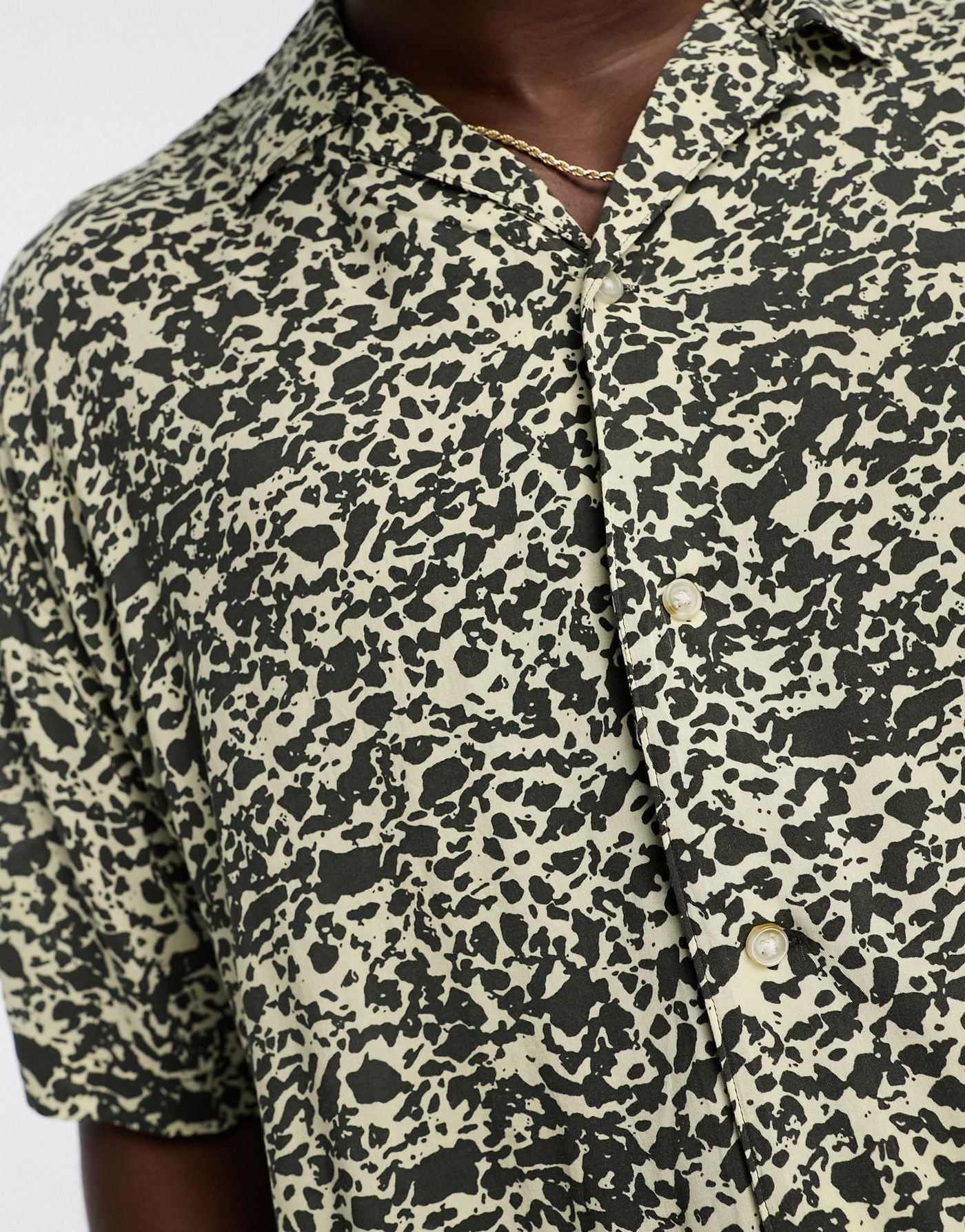 ADPT oversized revere collar short sleeve shirt in animal print 