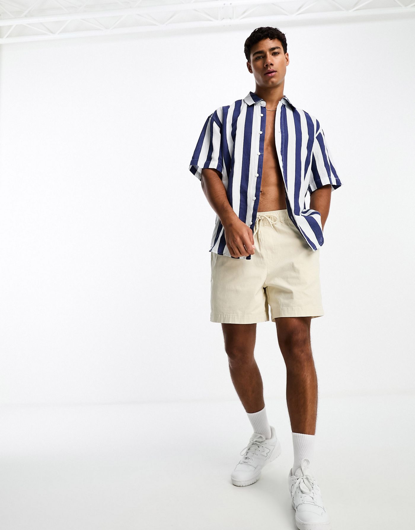 Pull&Bear striped shirt in navy