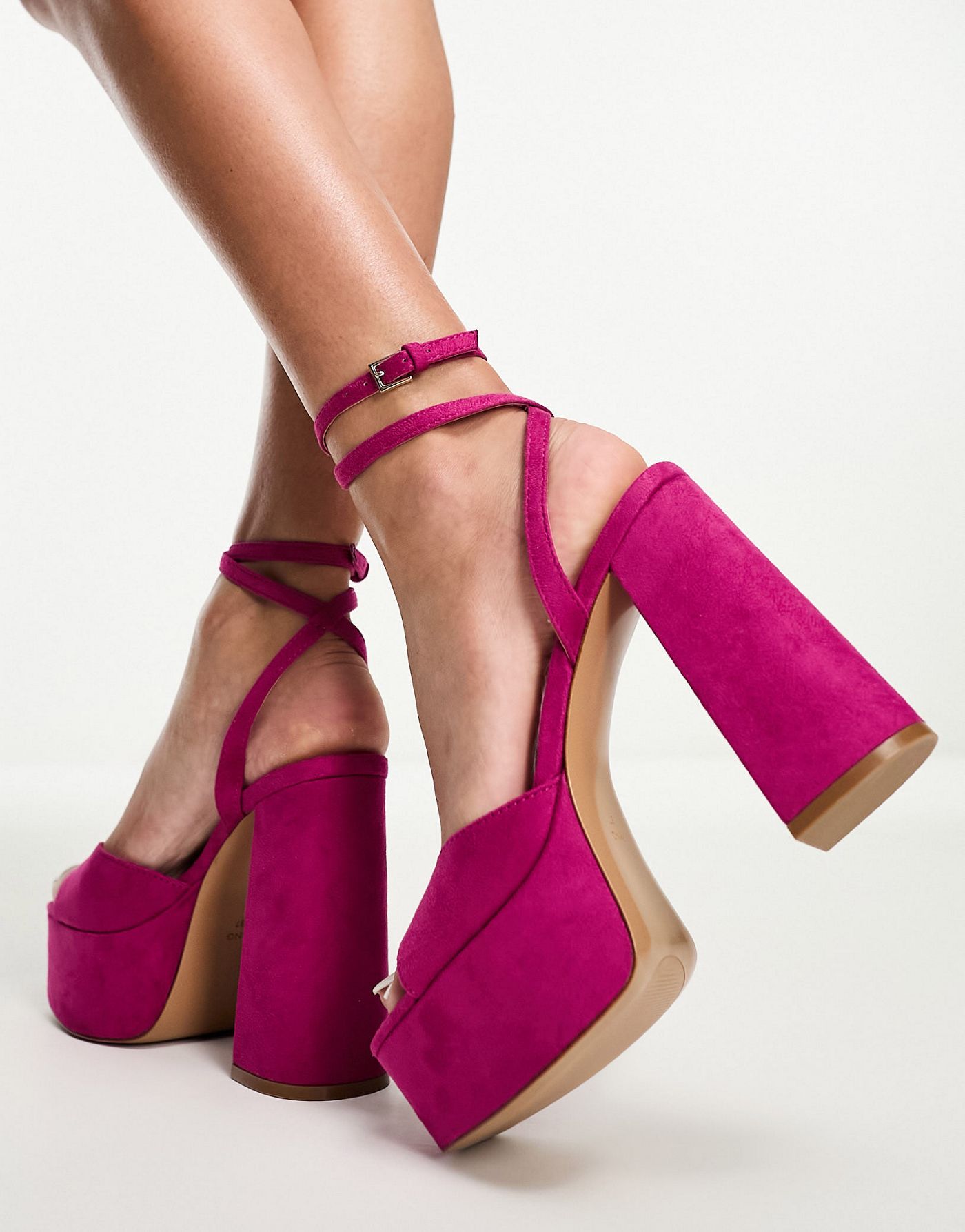 Mango chunky platform sandals in fuchsia