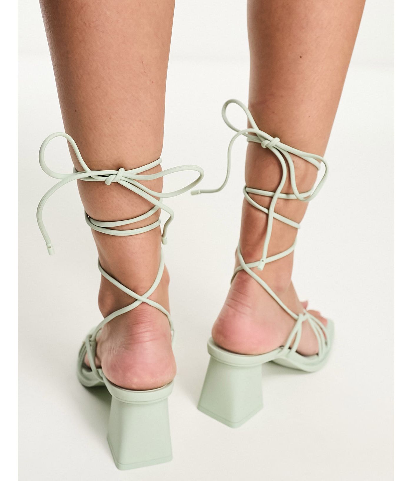 Stradivarius strappy heeled sandal in mint 