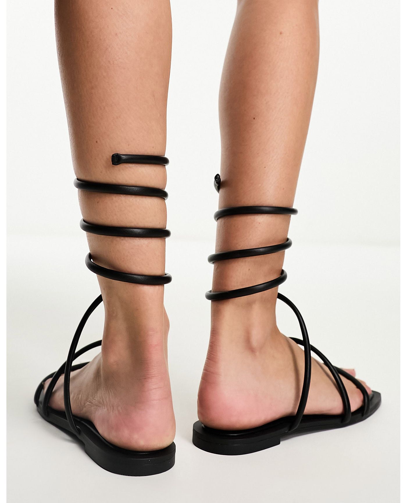 Stradivarius ankle strap sandal in black 