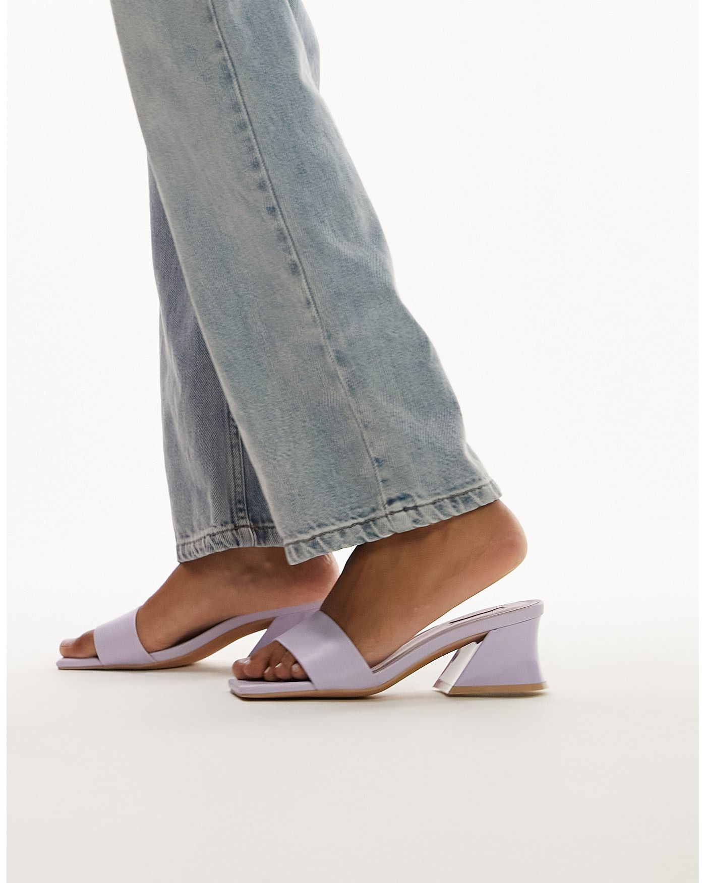 Topshop Andy angular mid heel sandal in lavender 