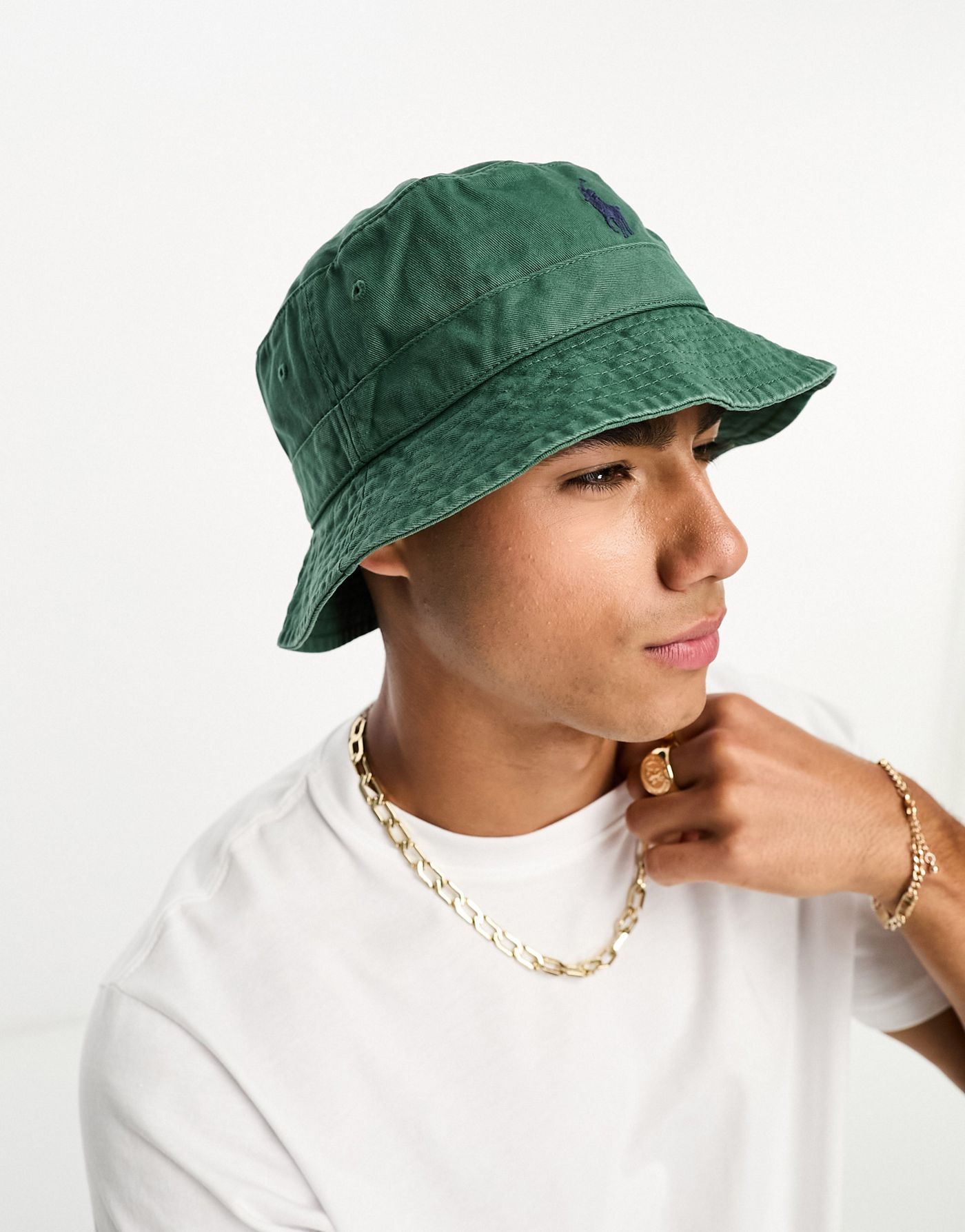 Polo Ralph Lauren bucket hat in green with pony logo