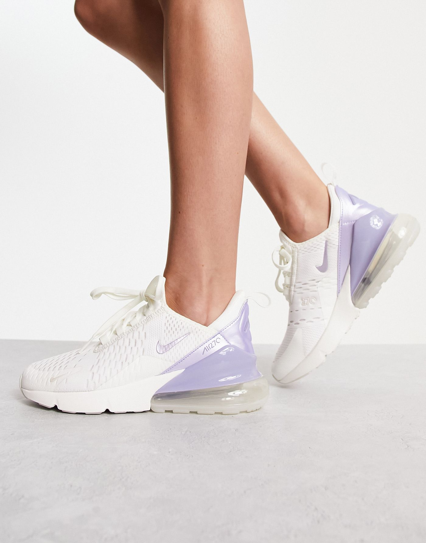 Nike Air Max 270 trainers in sail white and oxygen purple