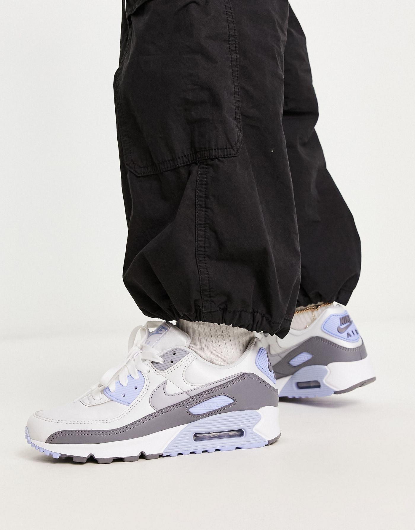 Nike Air Max 90 trainers in white and wolf grey