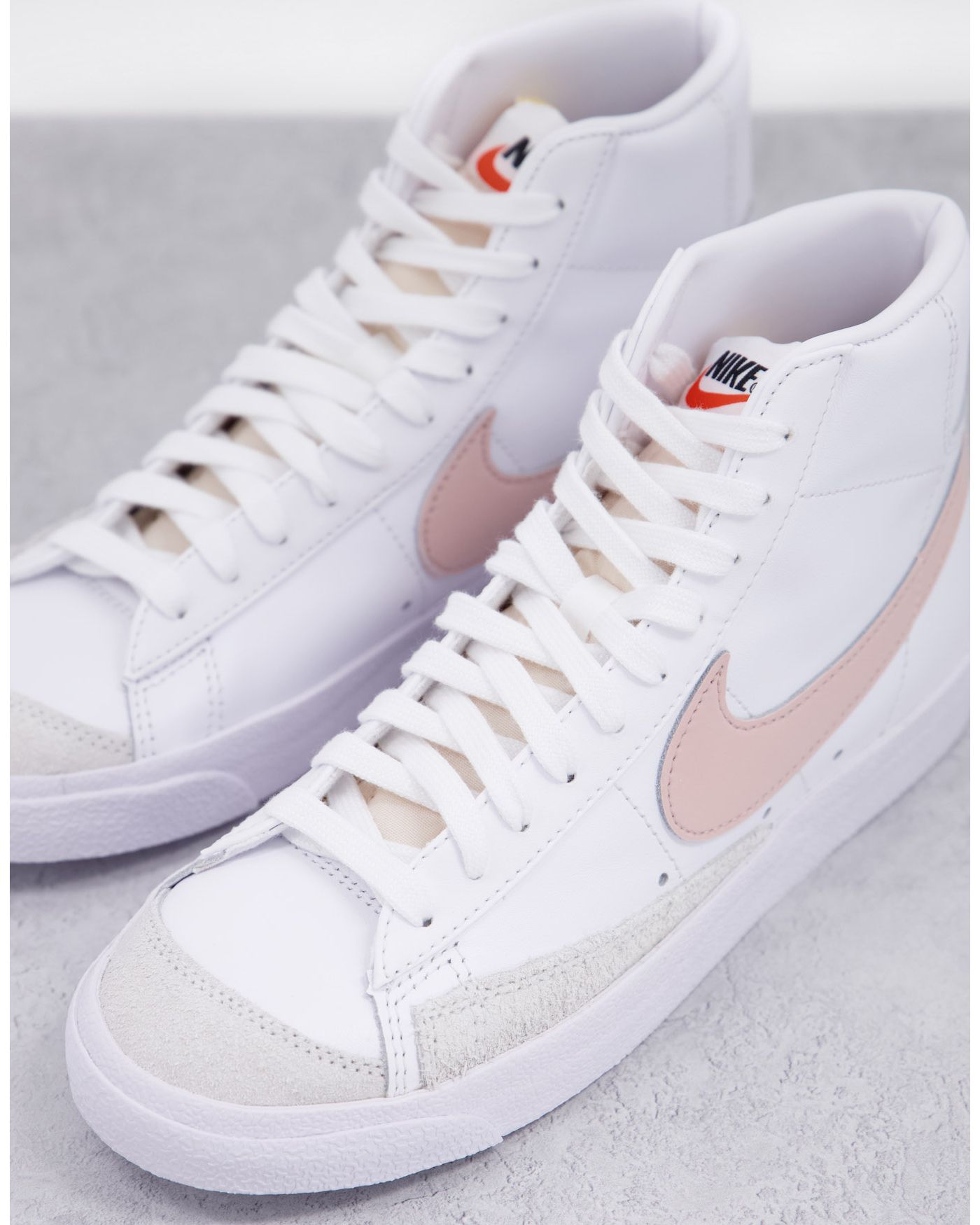 Nike Blazer mid trainers in white and pink oxford