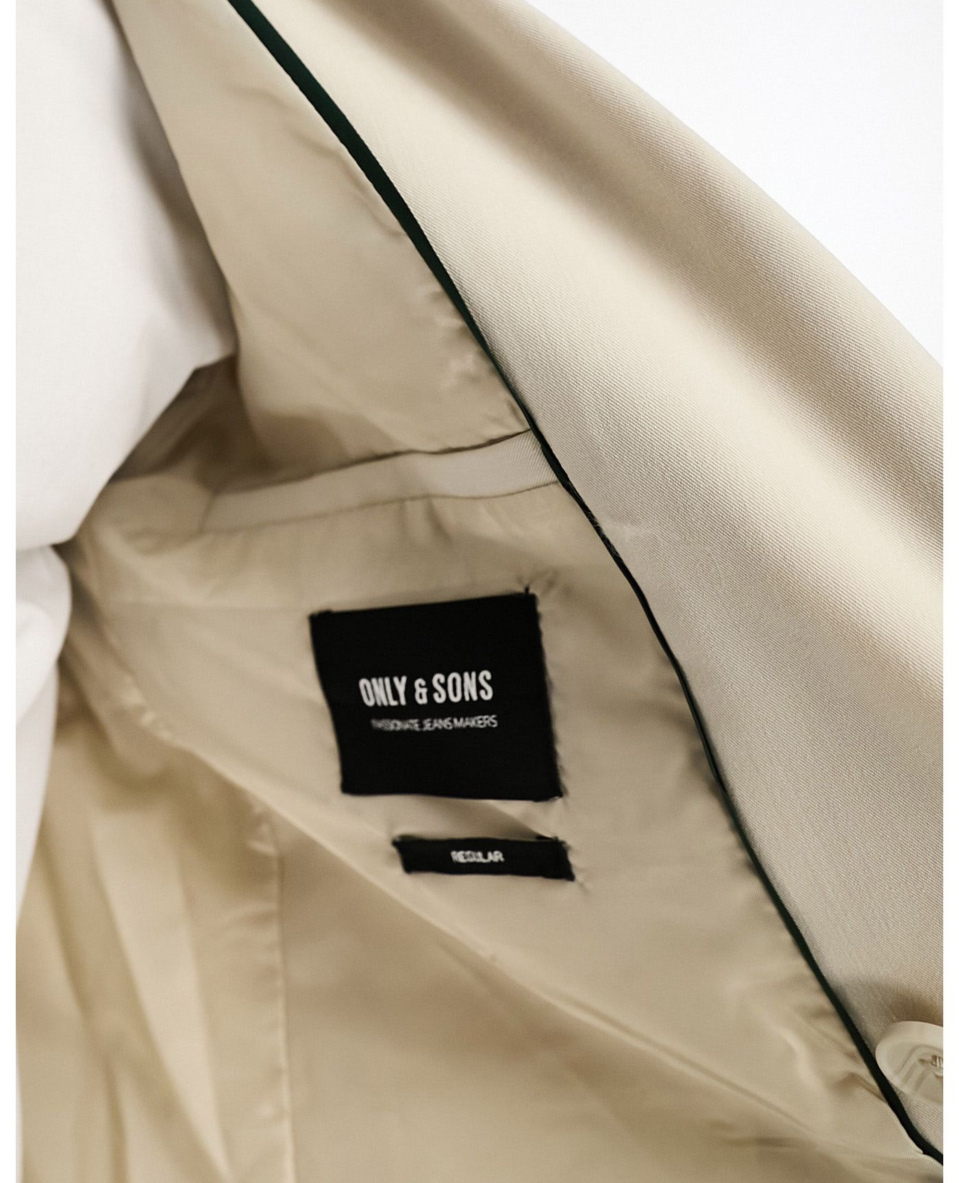 Only & Sons double breasted suit jacket in beige