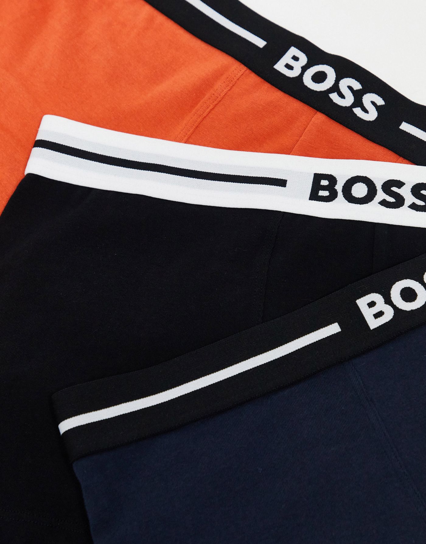 Boss Bodywear bold 3 pack trunks in black and orange 
