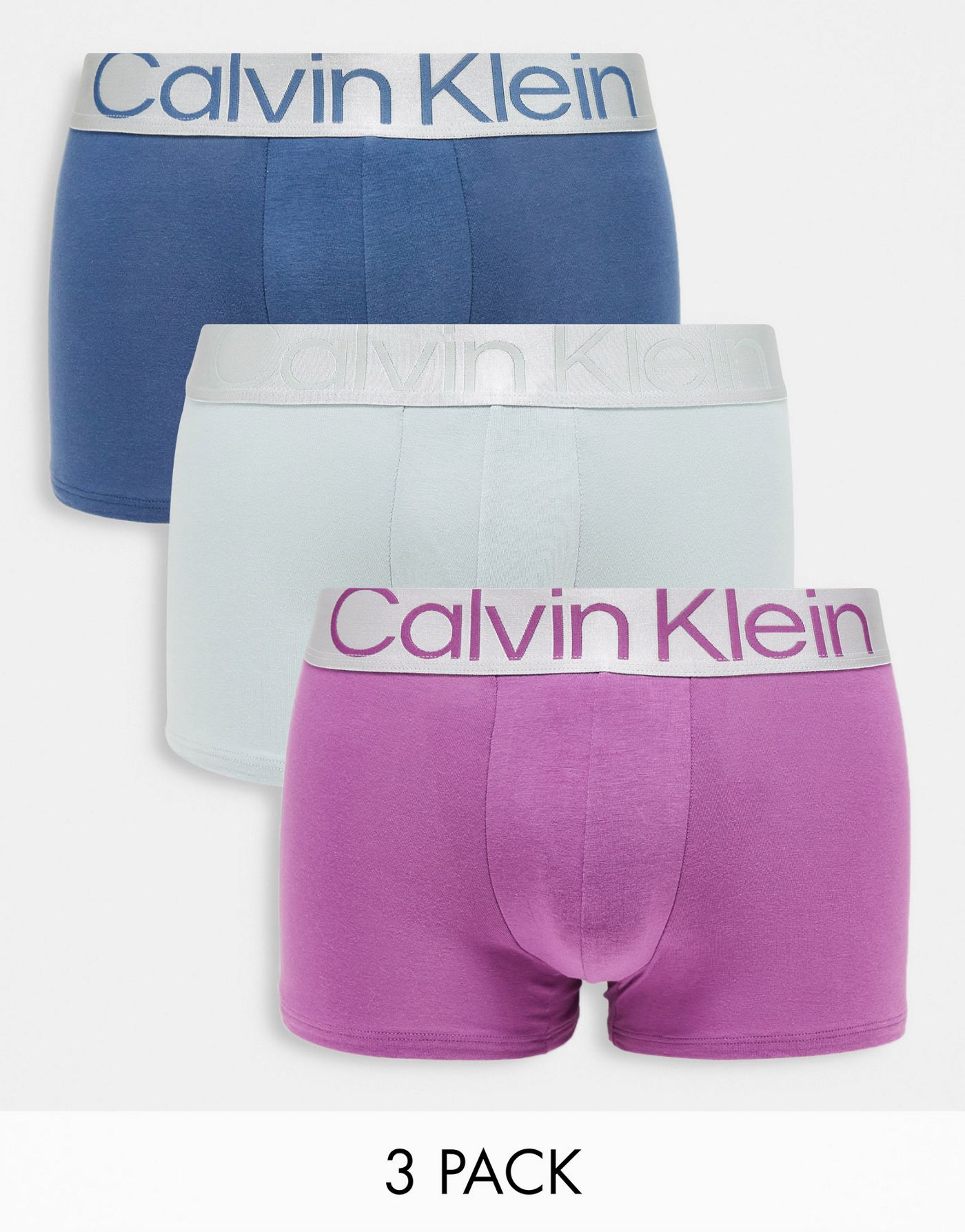 Calvin Klein Steel 3 pack cotton trunks in multi 