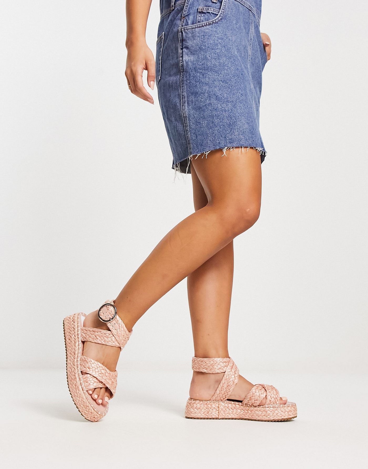 ASOS DESIGN Wide Fit Journey raffia espadrille in pink